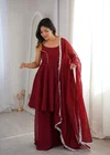 Jf 046 Crunchy Silk Zarkhand Work Sharara Suit Collections